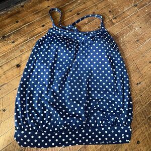 Lands End blue & white polka dot 6 vacationcore tankini top